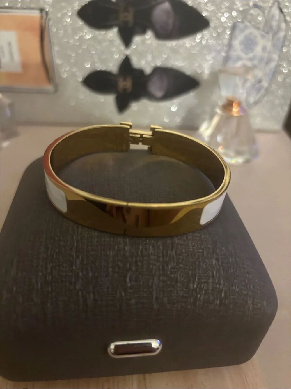 Gold tone and White  Hinge Bracelet